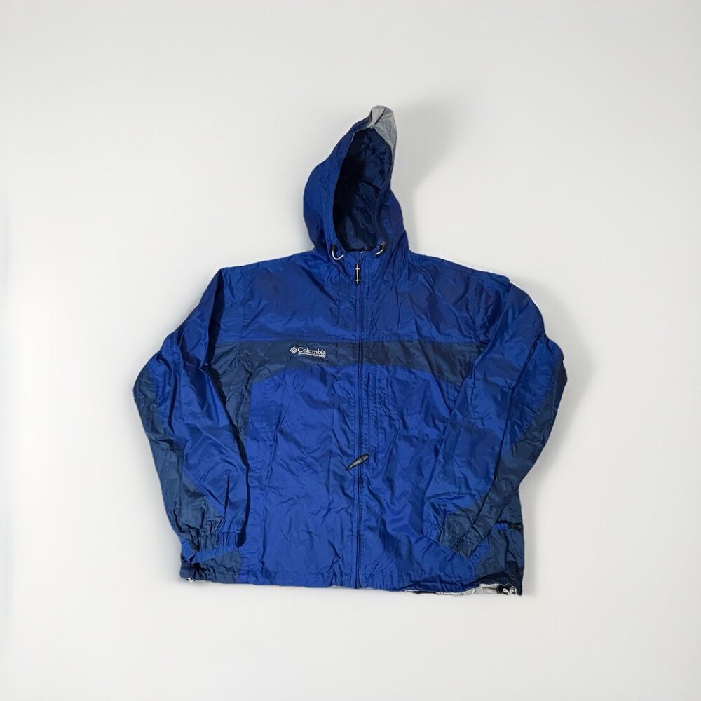 Columbia Sportswear Hooded Rain Jacket Windbreaker Blue Men’s XL Full Zip